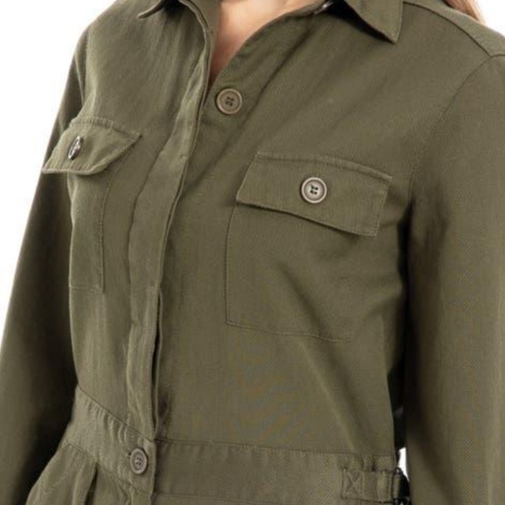 NWT [MAX STUDIO] Tab Sleeve Utility Jumpsuit in Olive, Women’s Size X-Small - Picture 3 of 8